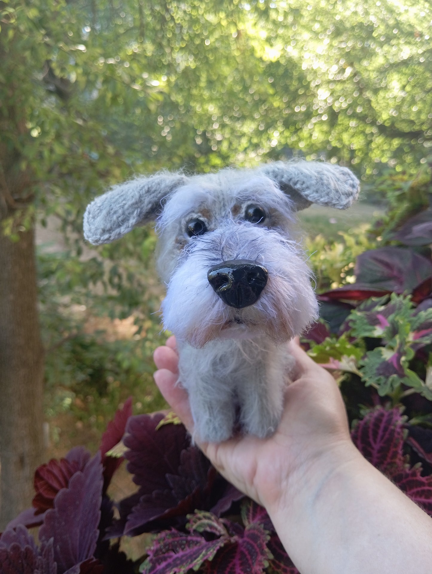 Crochet Schnauzer Plushie: Plush Silver Schnauzer dog puppy