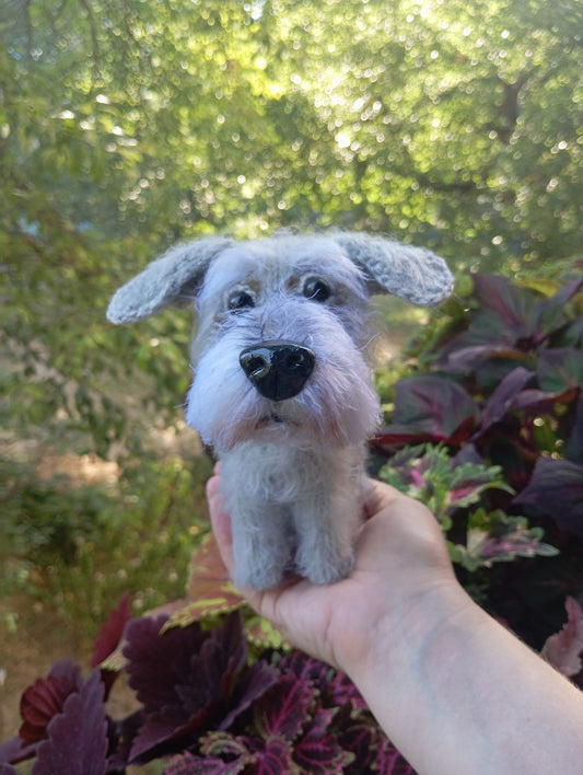 Crochet Schnauzer Plushie: Plush Silver Schnauzer dog puppy