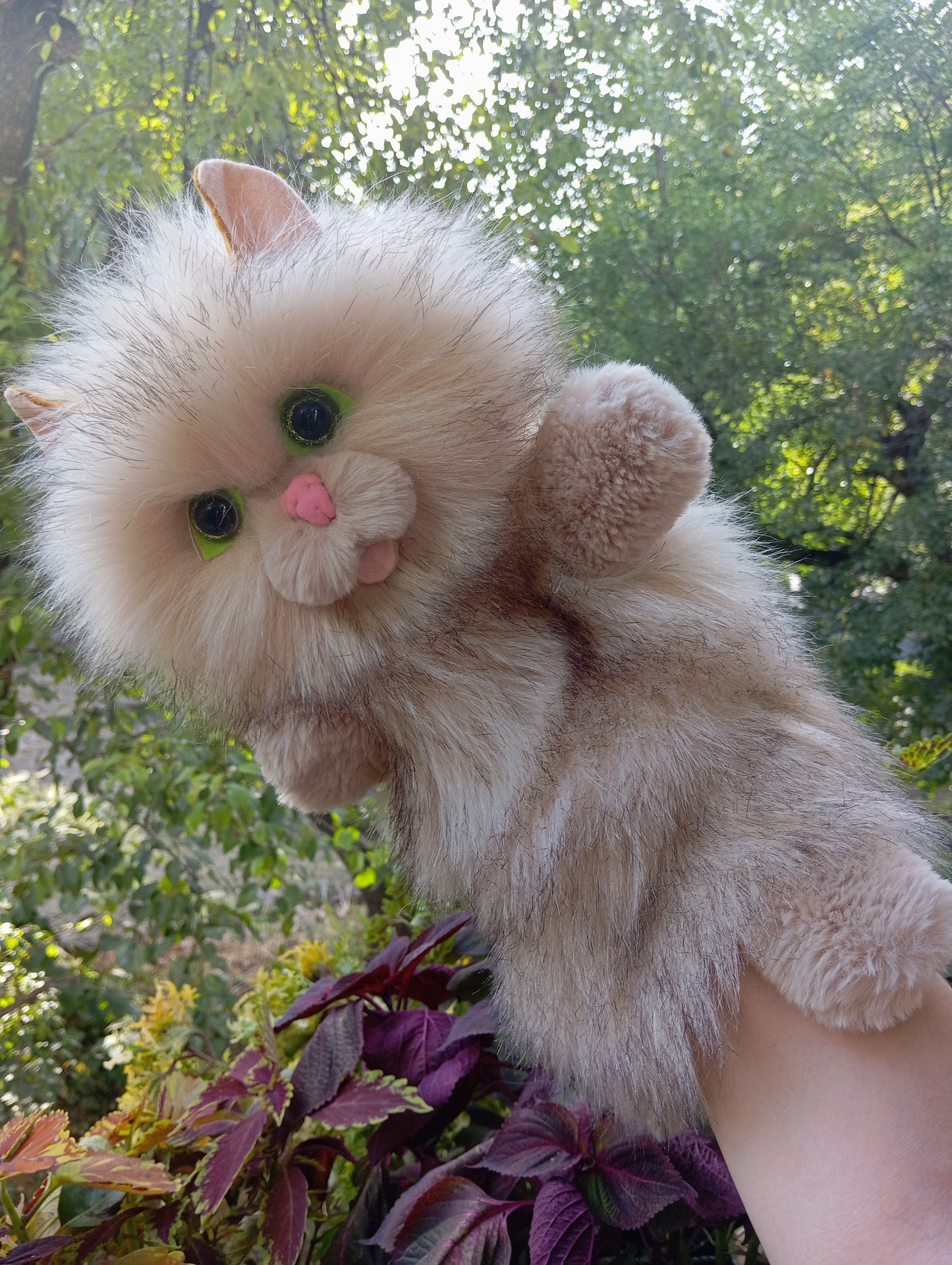 Beige cat hand puppet