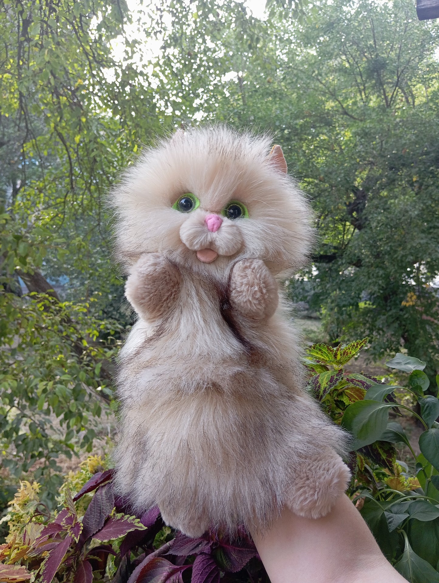 Beige cat hand puppet