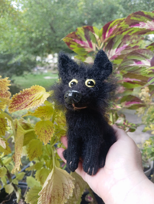 Black Shepherd, Plush dog figurine for home decor