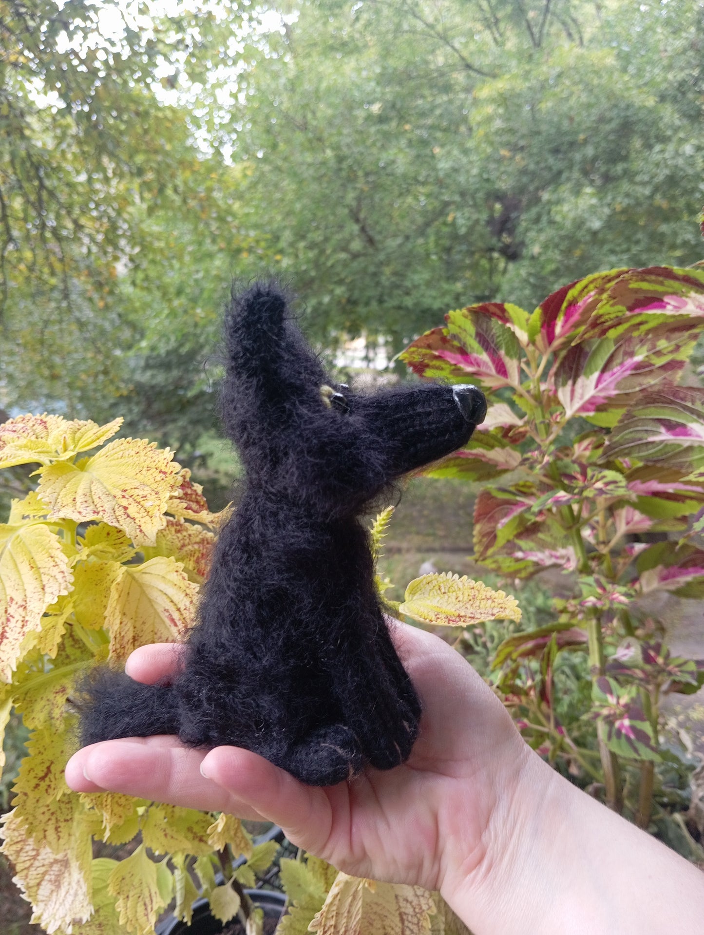 Black Shepherd, Plush dog figurine for home decor