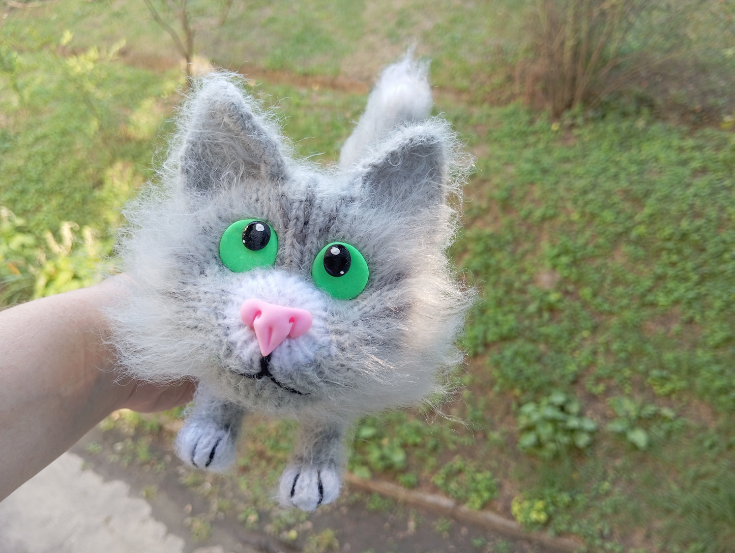 Black and Gray Cat Plushies: Handmade Cat Loaf Toy