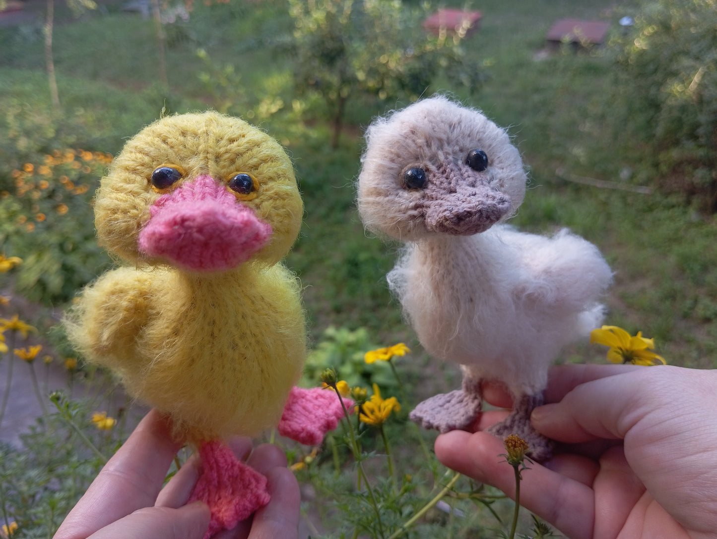 Plush Crochet Duck Figurine: Farm Duck Bird Plushie
