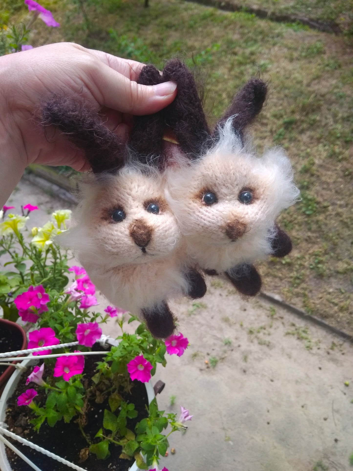 Plush Bunny Figurine: Handmade Amigurumi Bunnies