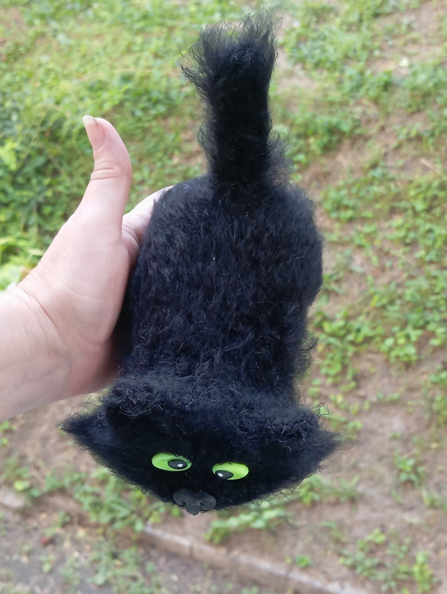 Black and Gray Cat Plushies: Handmade Cat Loaf Toy