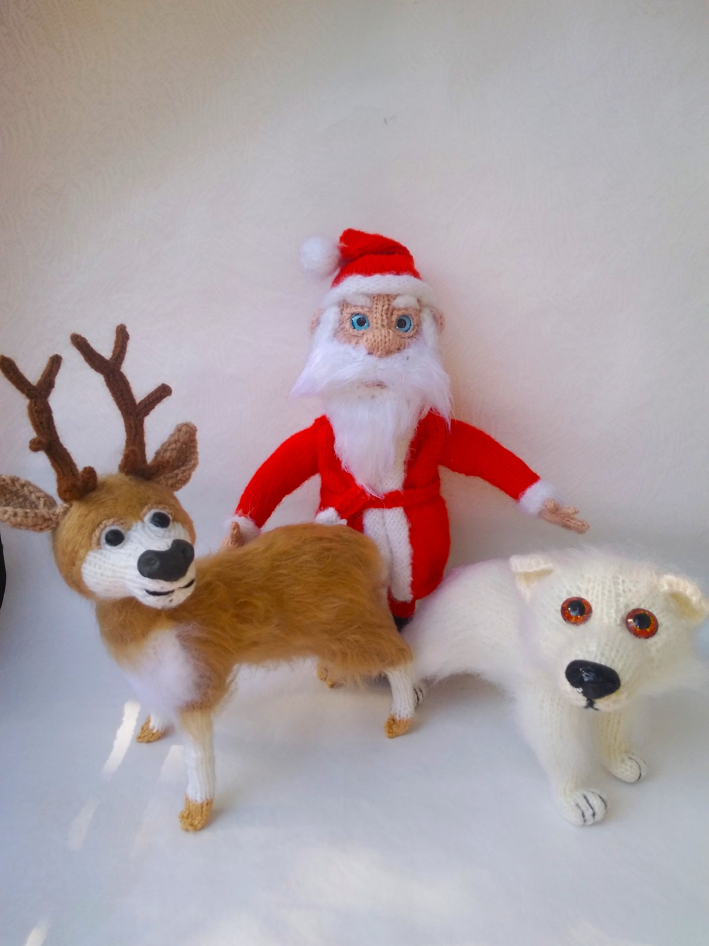 Set of Christmas Characters: Crochet Santa Claus, Deer and Polar Bear Toy