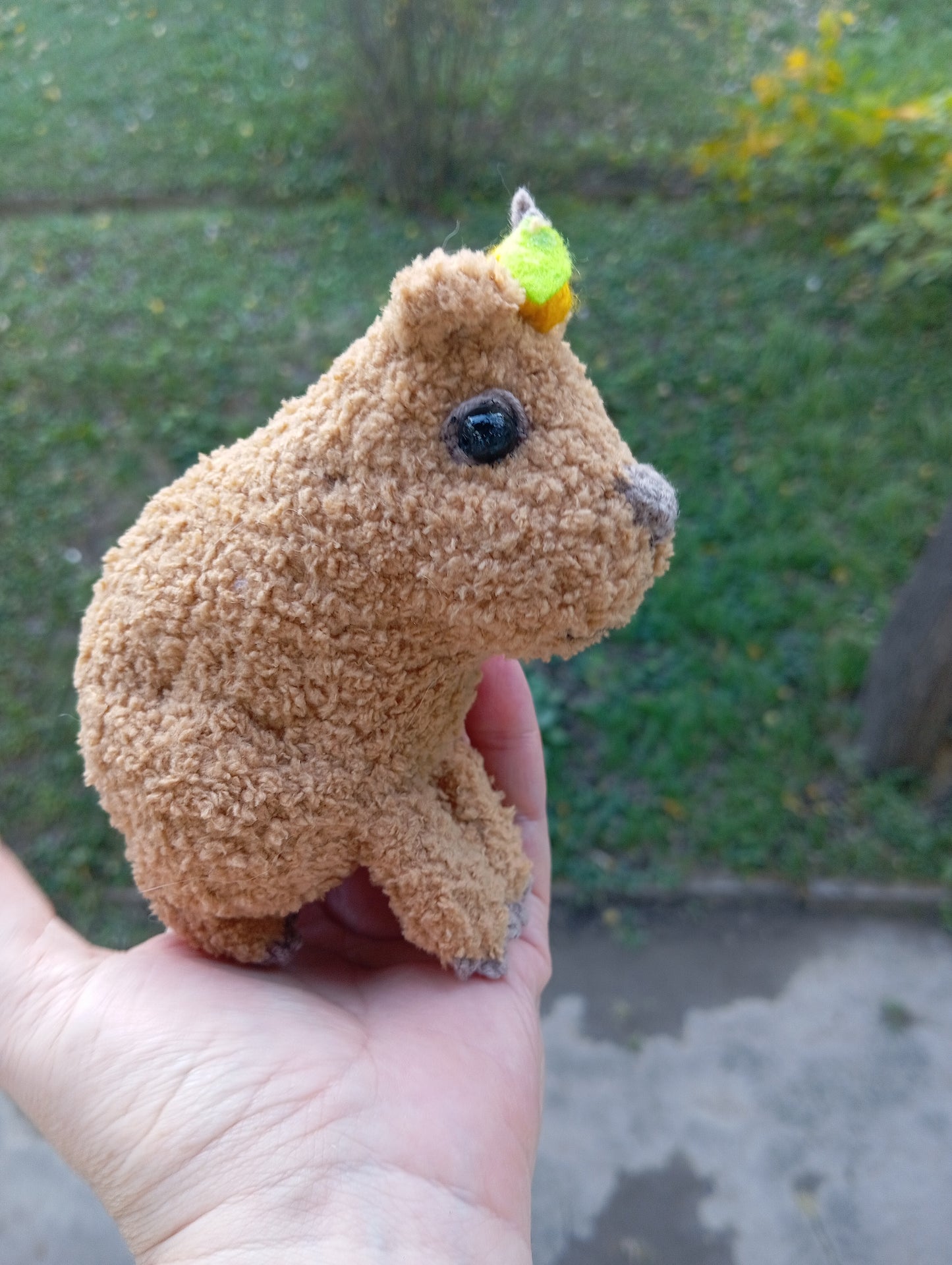 Plush Capybara with Orange on Head: Handmade Capybara toy