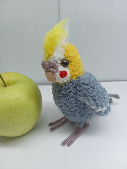 Crochet Gray and Yellow Parrot: Cockatiel Parrot Bird Plushie