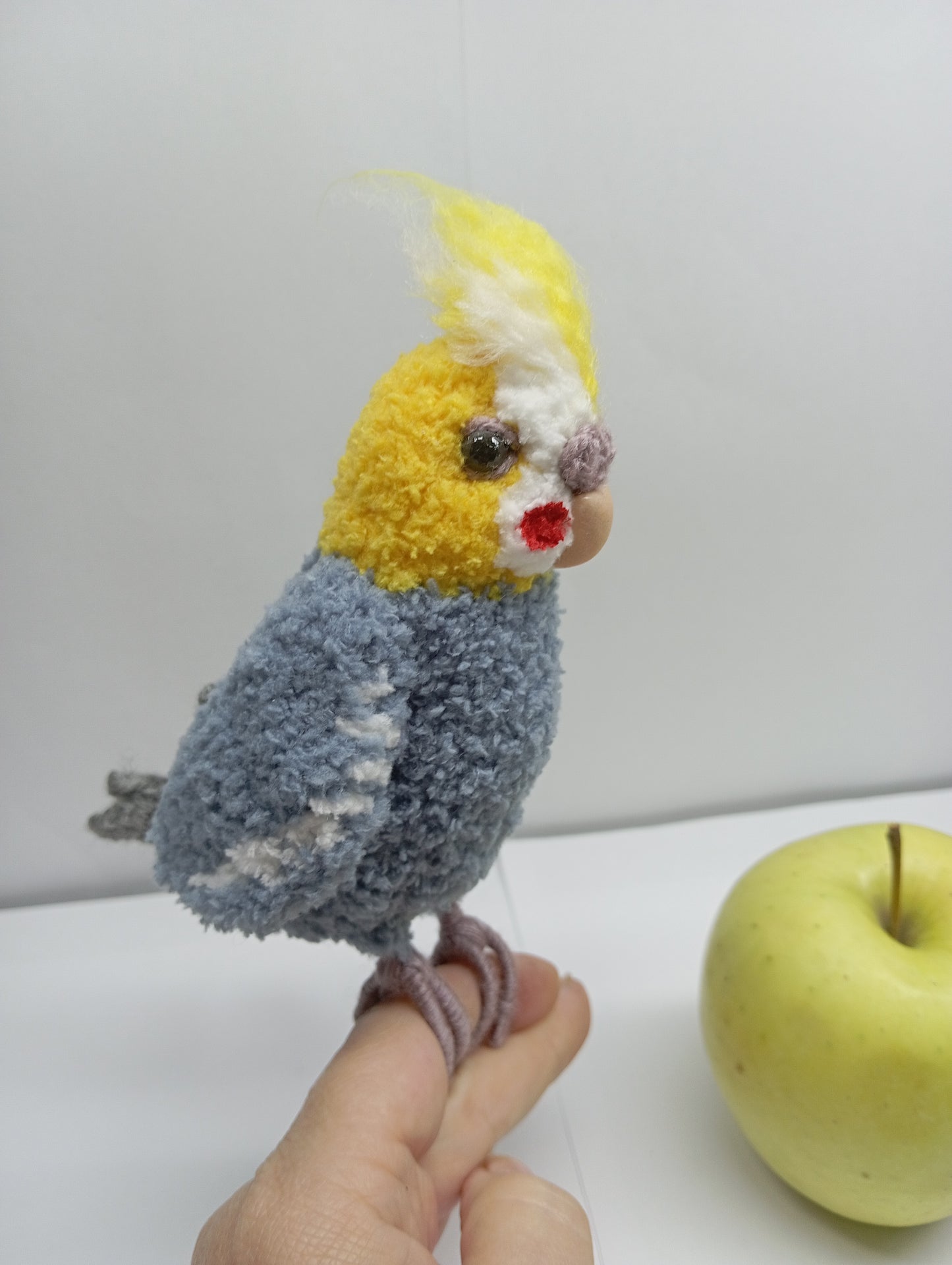 Crochet Gray and Yellow Parrot: Cockatiel Parrot Bird Plushie