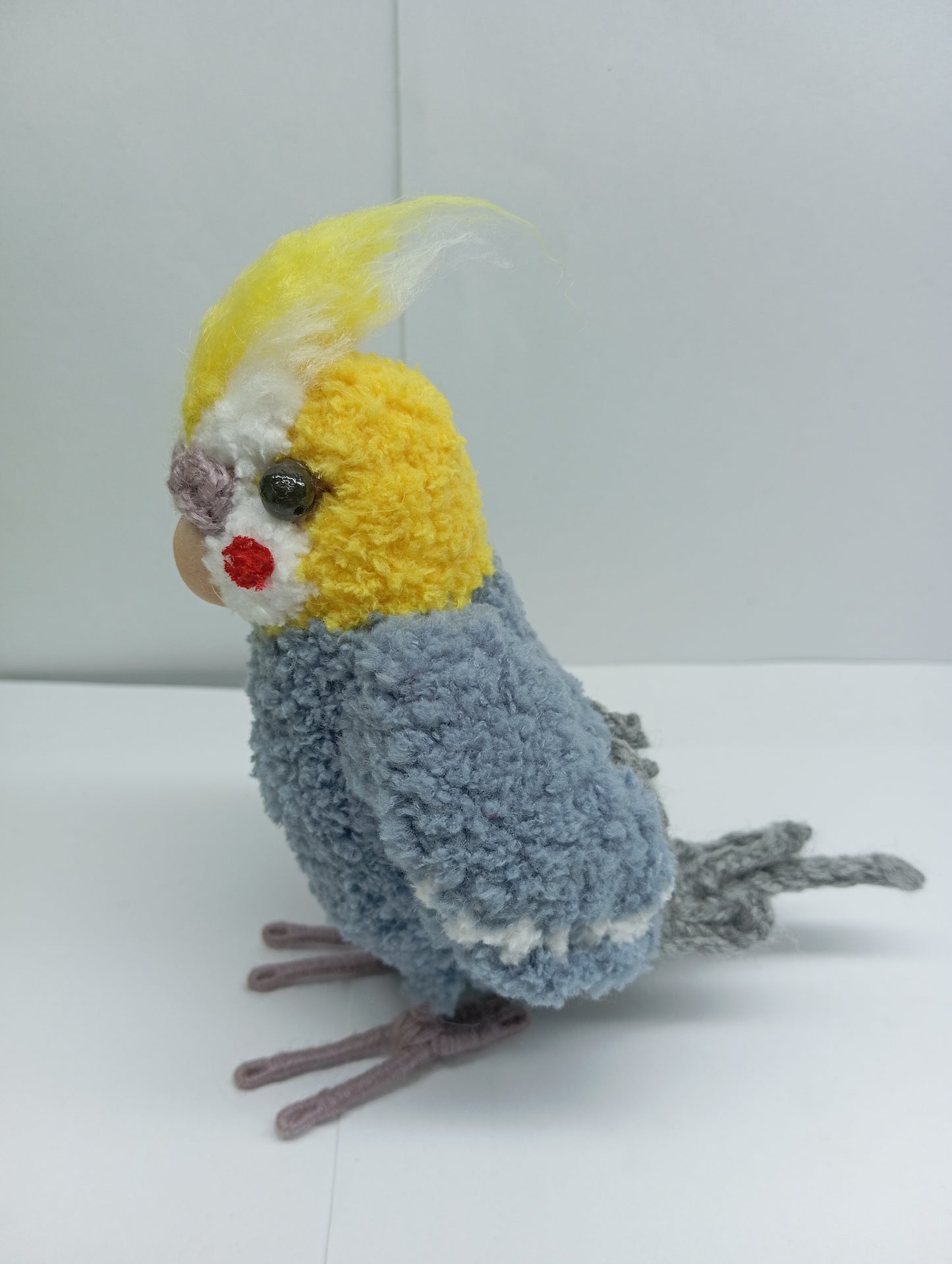 Crochet Gray and Yellow Parrot: Cockatiel Parrot Bird Plushie