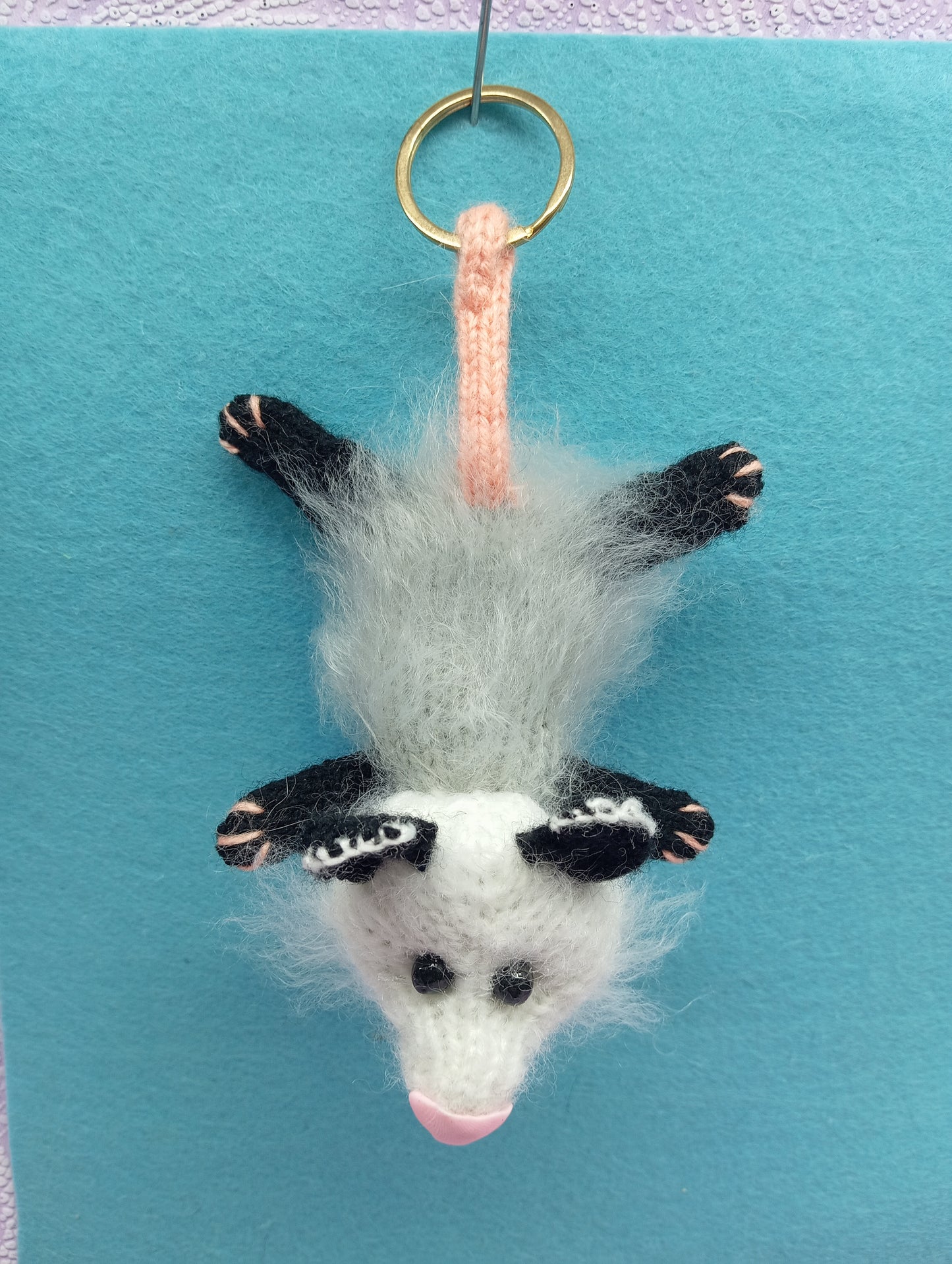 Possum Knitted Keychain, Crochet Possum Keychain, Amigurumi Keychain, Animal Toys, Plush Knit Possum