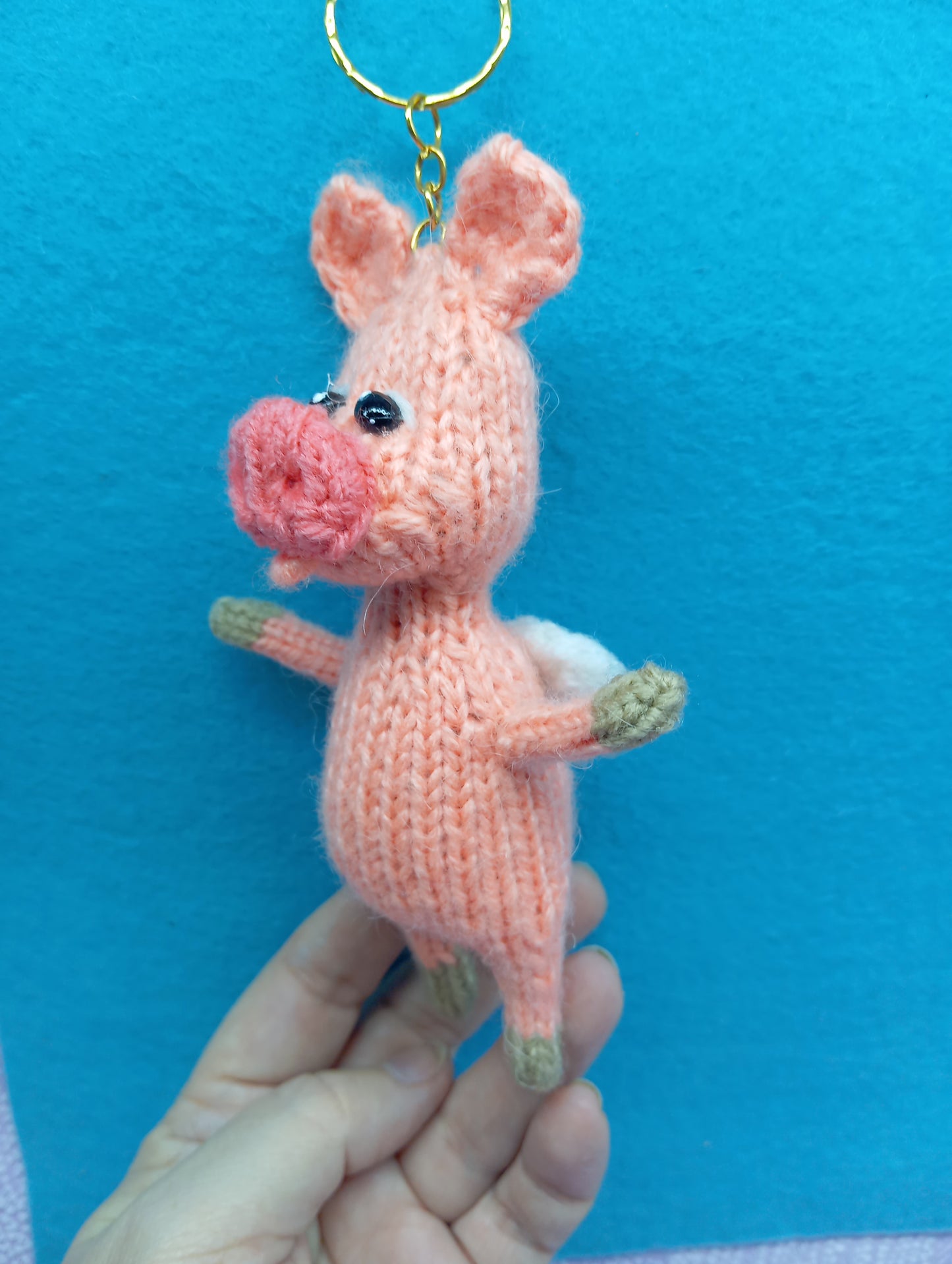 Crochet Pig Car Hanger: When Pigs Fly Funny Keychain