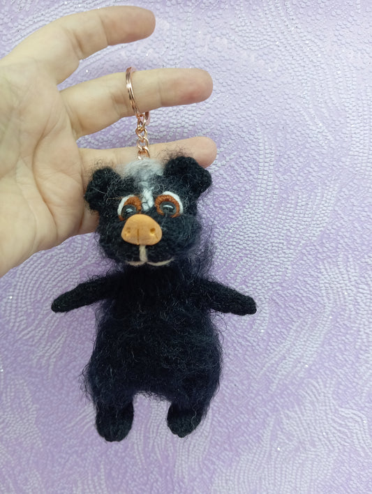 Crochet Skunk Car Rear View Pendant: Amigurumi Skunk Keychain