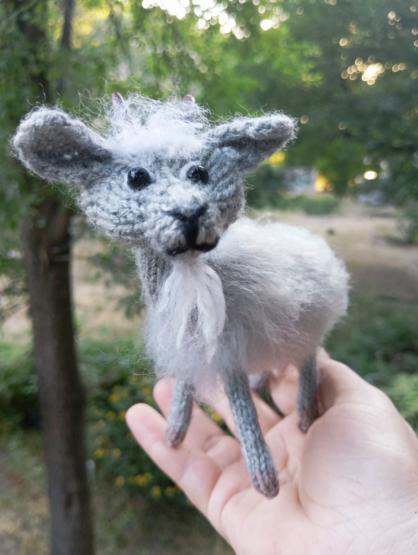 Plush Gray Goat Figurine: Amigurumi Farm Animal Goat Toy