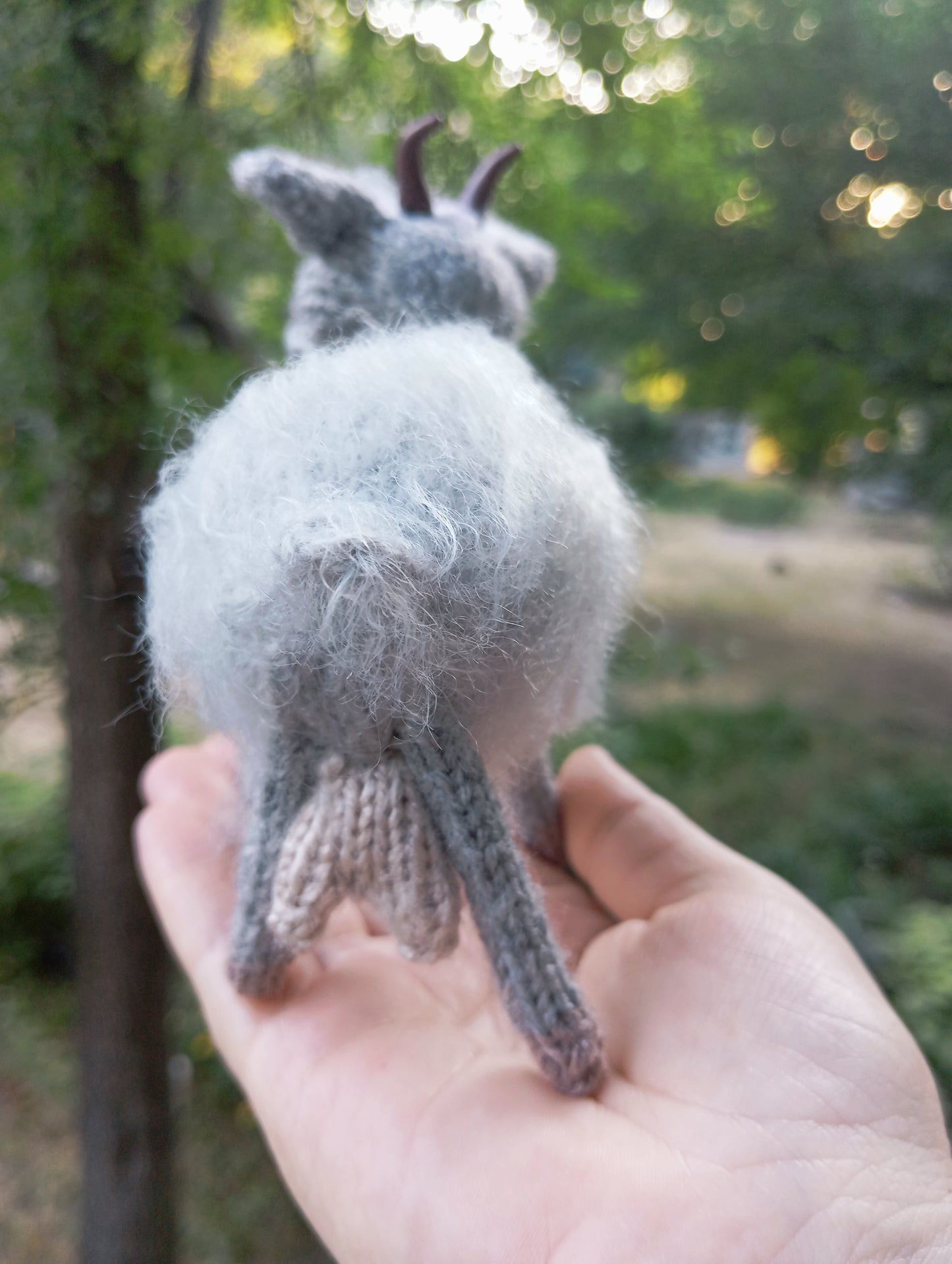 Plush Gray Goat Figurine: Amigurumi Farm Animal Goat Toy