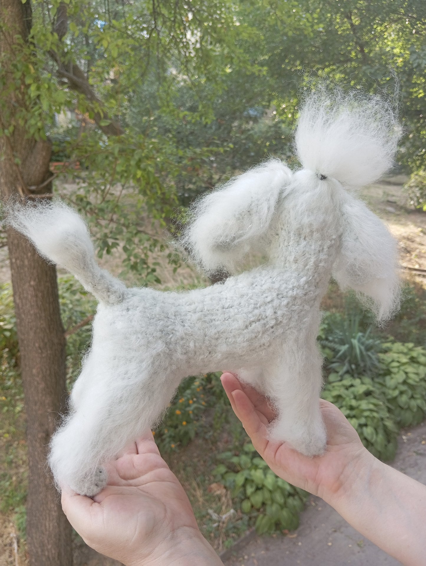 Crochet Poodle Dog Figurine: Plush Handmade Standard Poodle