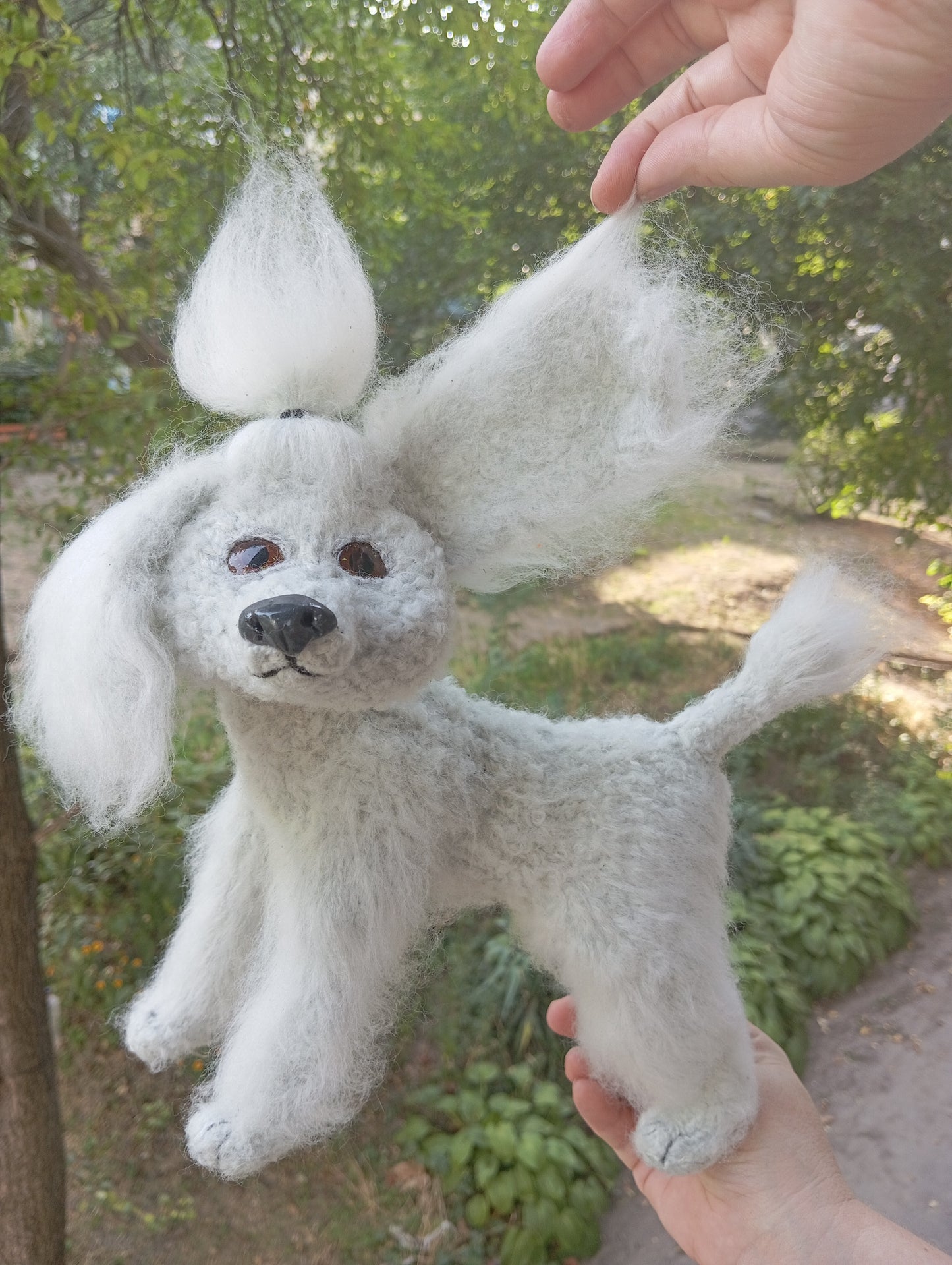 Crochet Poodle Dog Figurine: Plush Handmade Standard Poodle