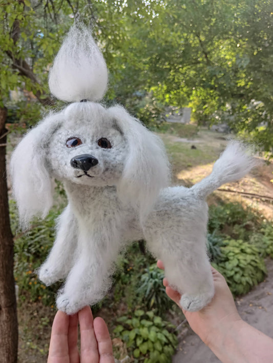 Crochet Poodle Dog Figurine: Plush Handmade Standard Poodle
