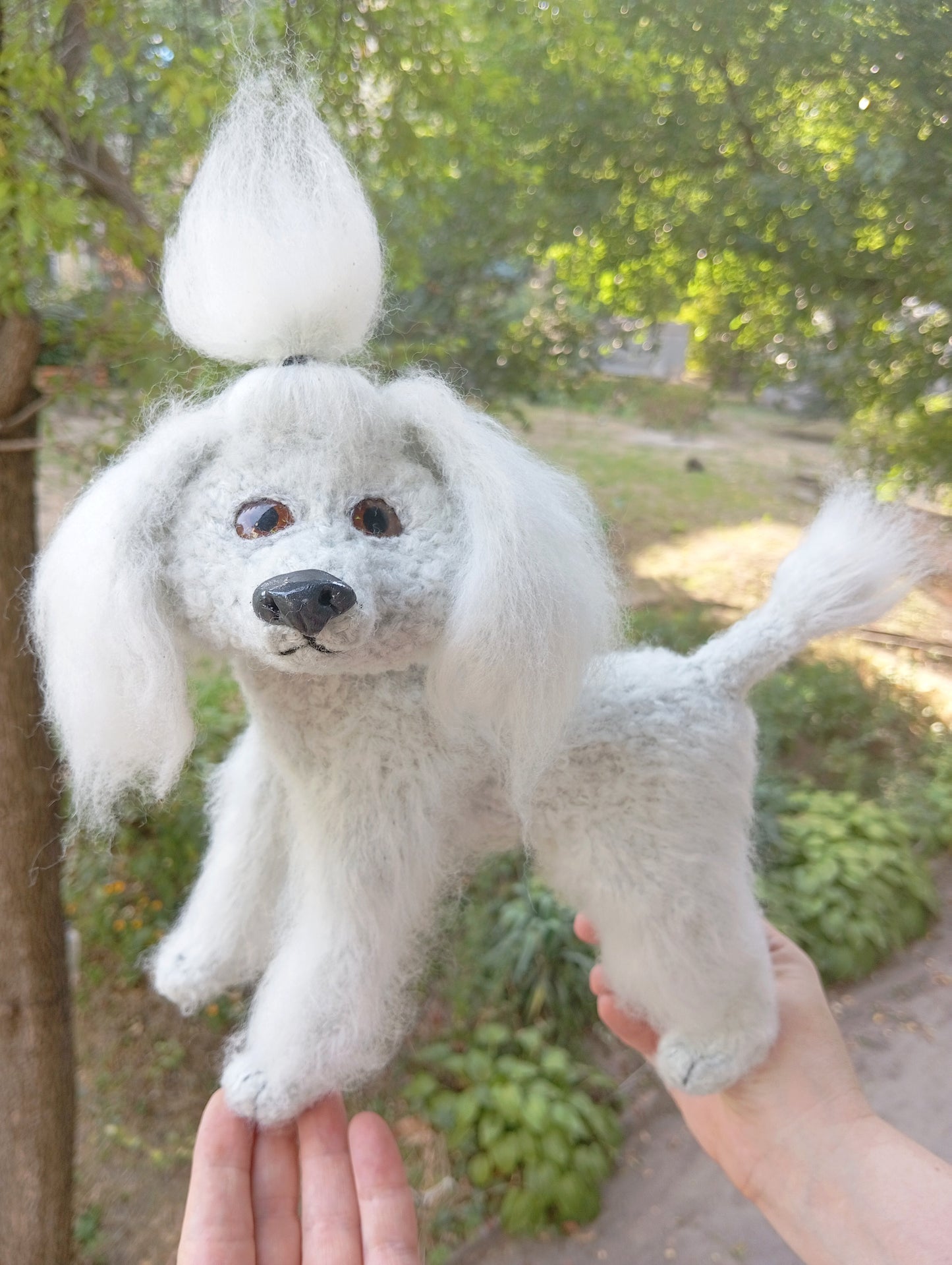 Crochet Poodle Dog Figurine: Plush Handmade Standard Poodle