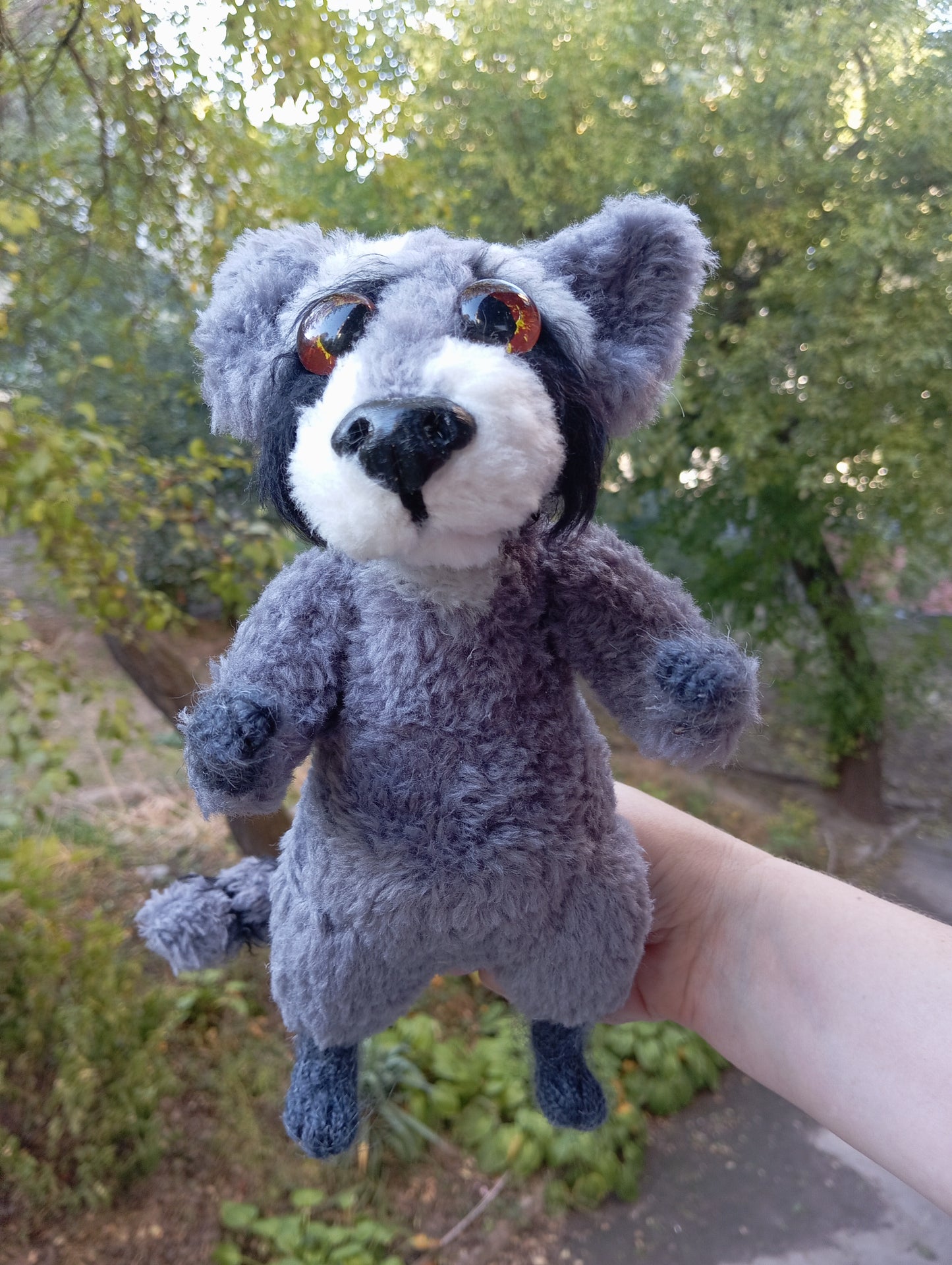 Crochet Plush Raccoon figurine: Handmade Raccon Toy