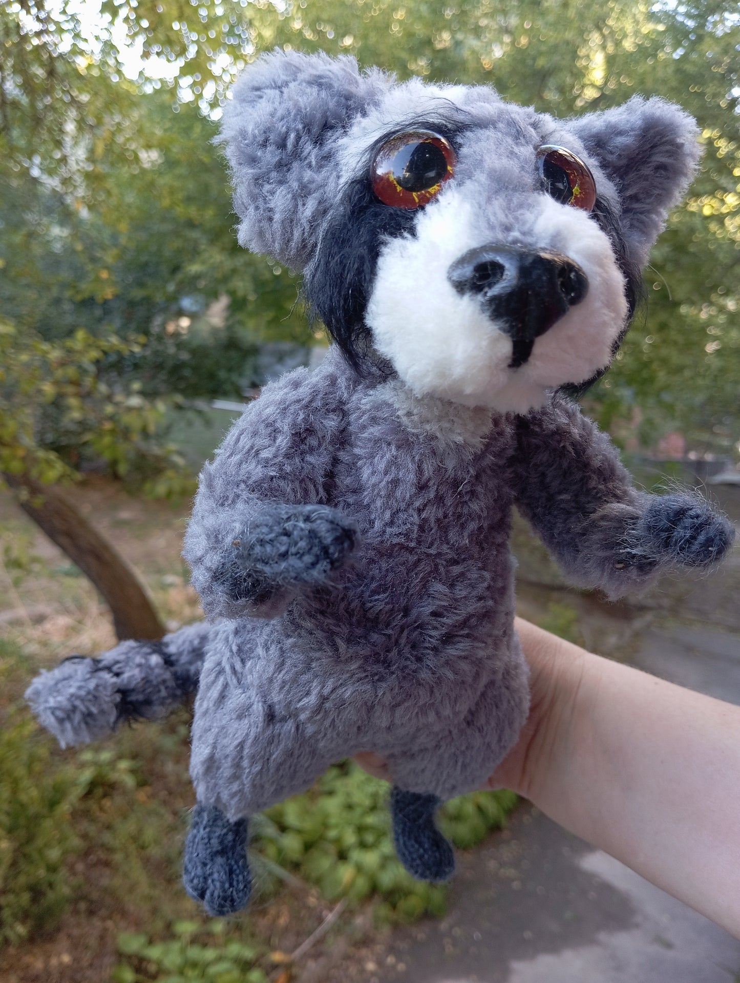 Crochet Plush Raccoon figurine: Handmade Raccon Toy
