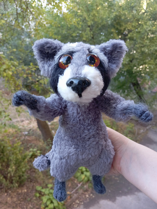 Crochet Plush Raccoon figurine: Handmade Raccon Toy