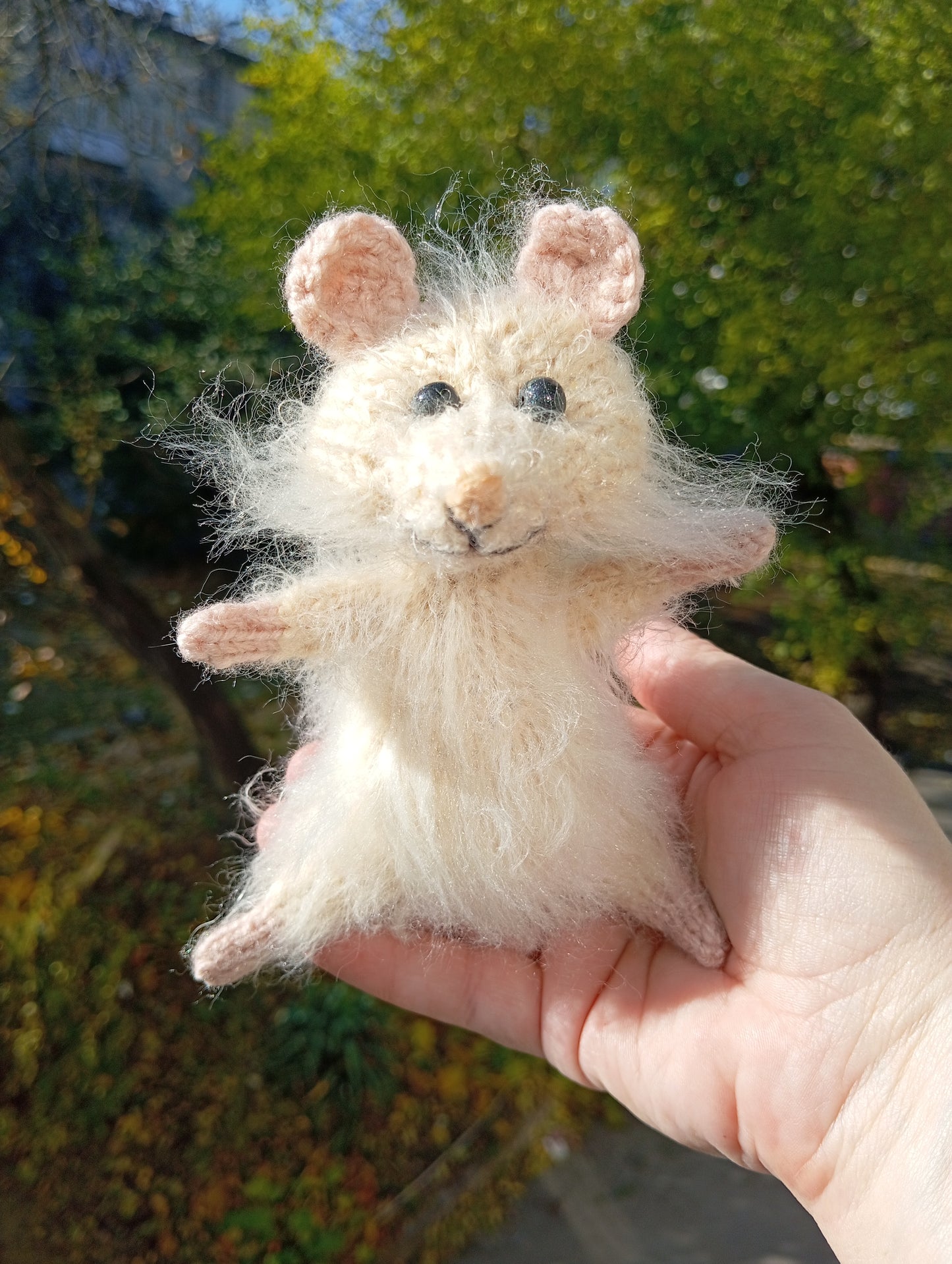 Plush Crochet Rat Keychain: Funny Little Rat Car Hanger