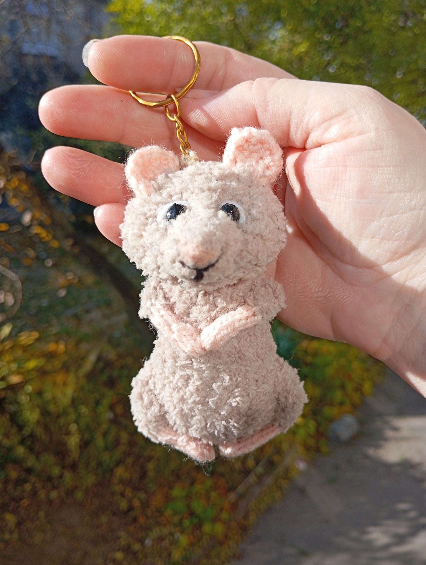 Plush Crochet Rat Keychain: Funny Little Rat Car Hanger