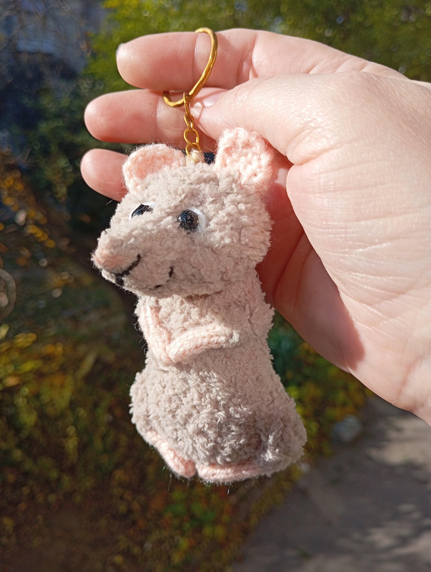 Plush Crochet Rat Keychain: Funny Little Rat Car Hanger