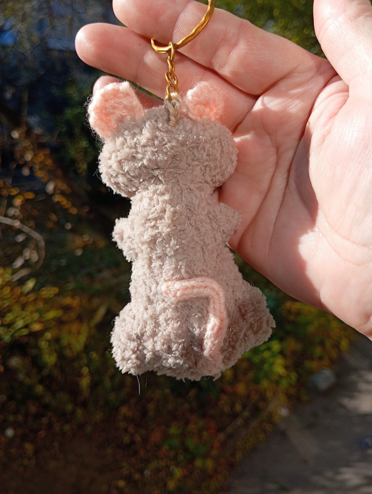 Plush Crochet Rat Keychain: Funny Little Rat Car Hanger
