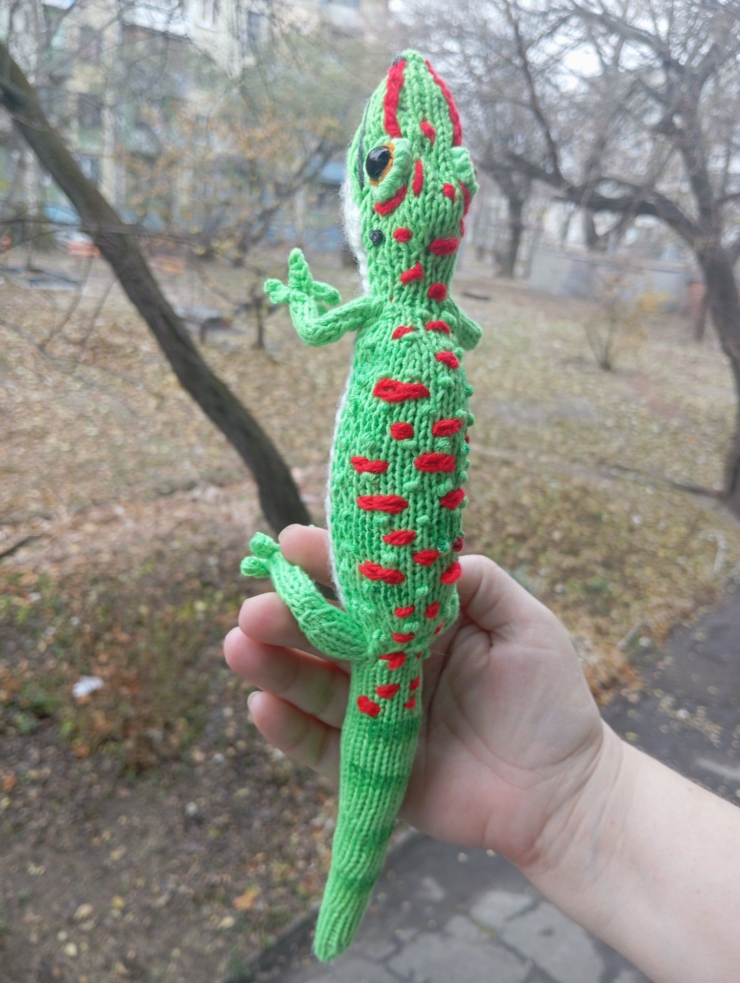 Crochet Plush Lizard Figurine: Day Gecko Toy Plushie