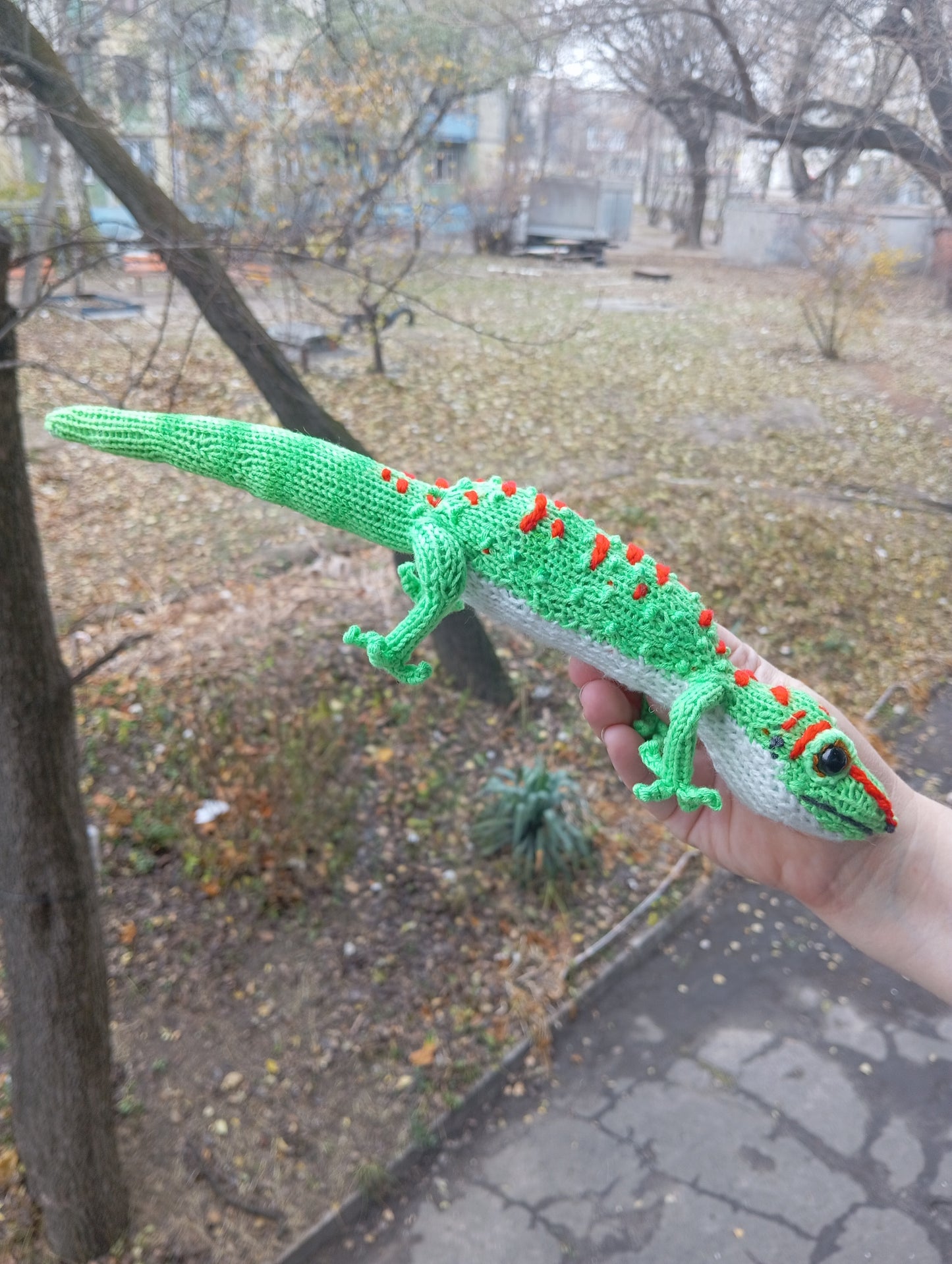 Crochet Plush Lizard Figurine: Day Gecko Toy Plushie