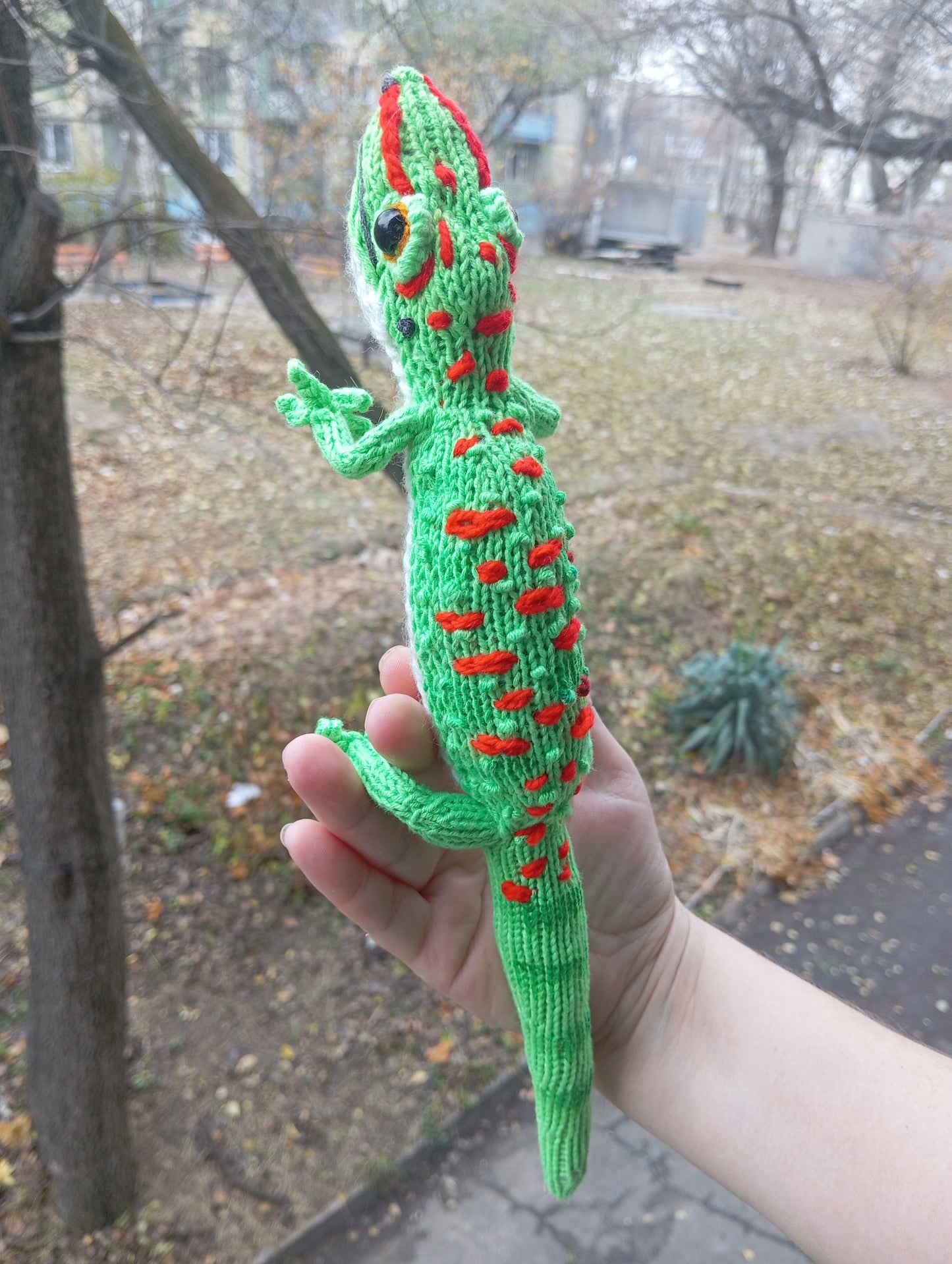 Crochet Plush Lizard Figurine: Day Gecko Toy Plushie