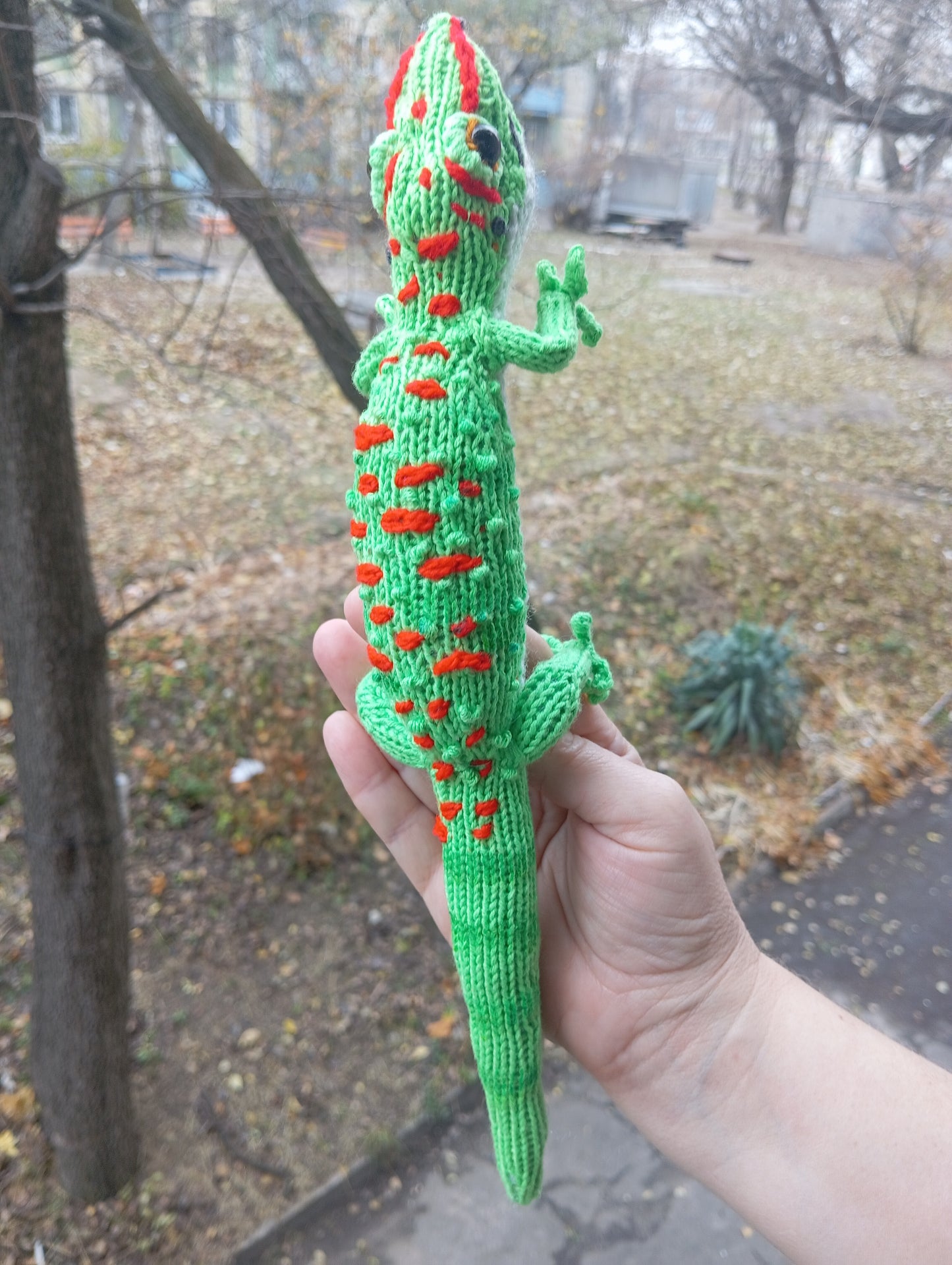 Crochet Plush Lizard Figurine: Day Gecko Toy Plushie