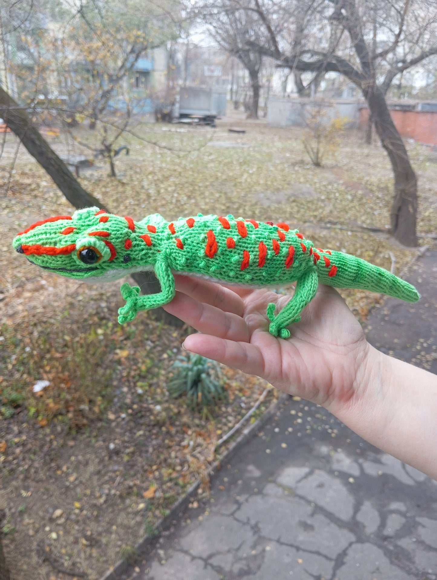 Crochet Plush Lizard Figurine: Day Gecko Toy Plushie