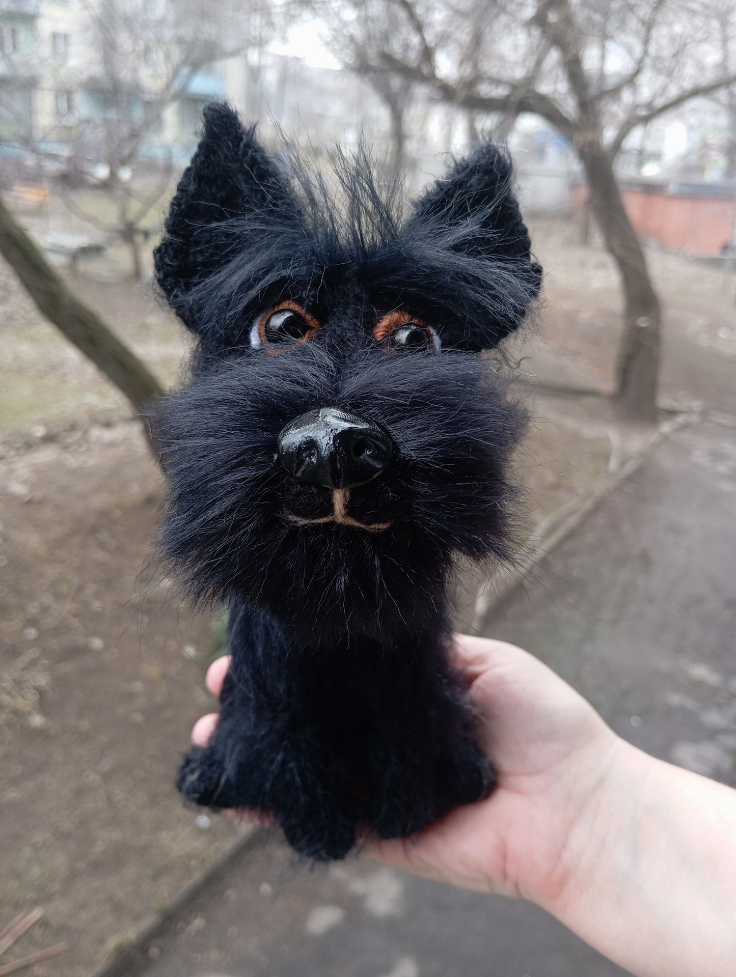 Cute plush dog figurine