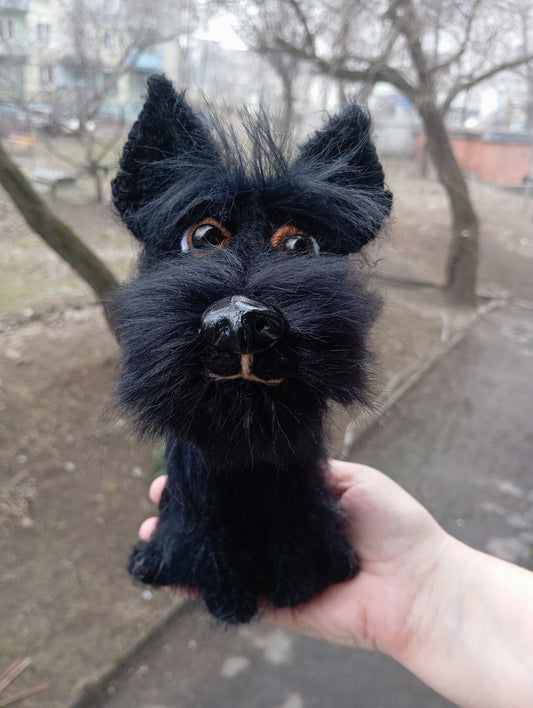 Cute plush dog figurine