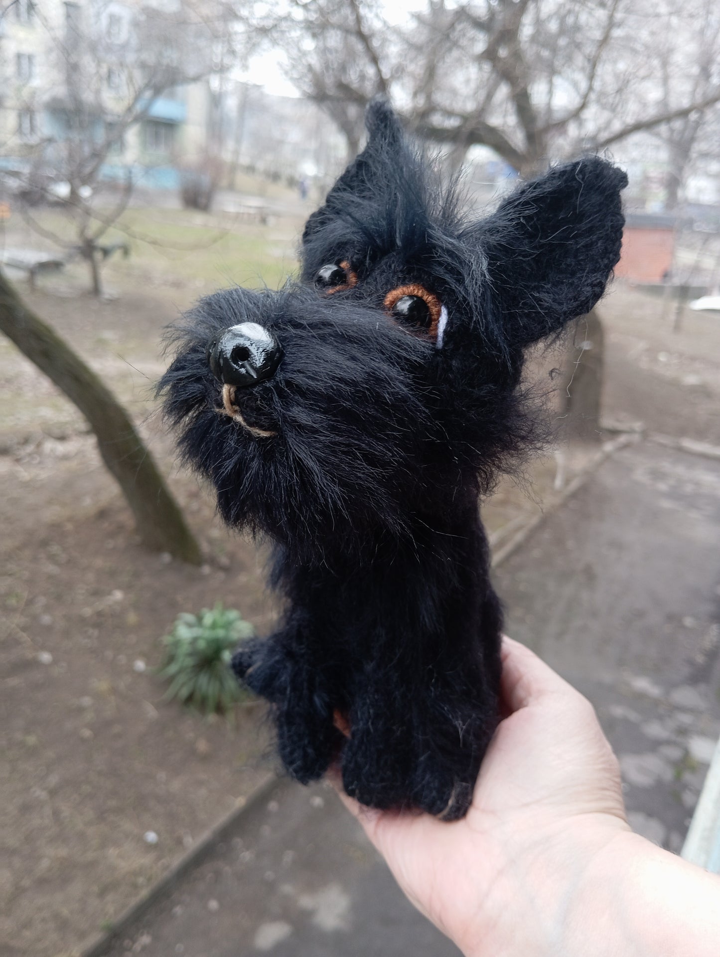 Cute plush dog figurine
