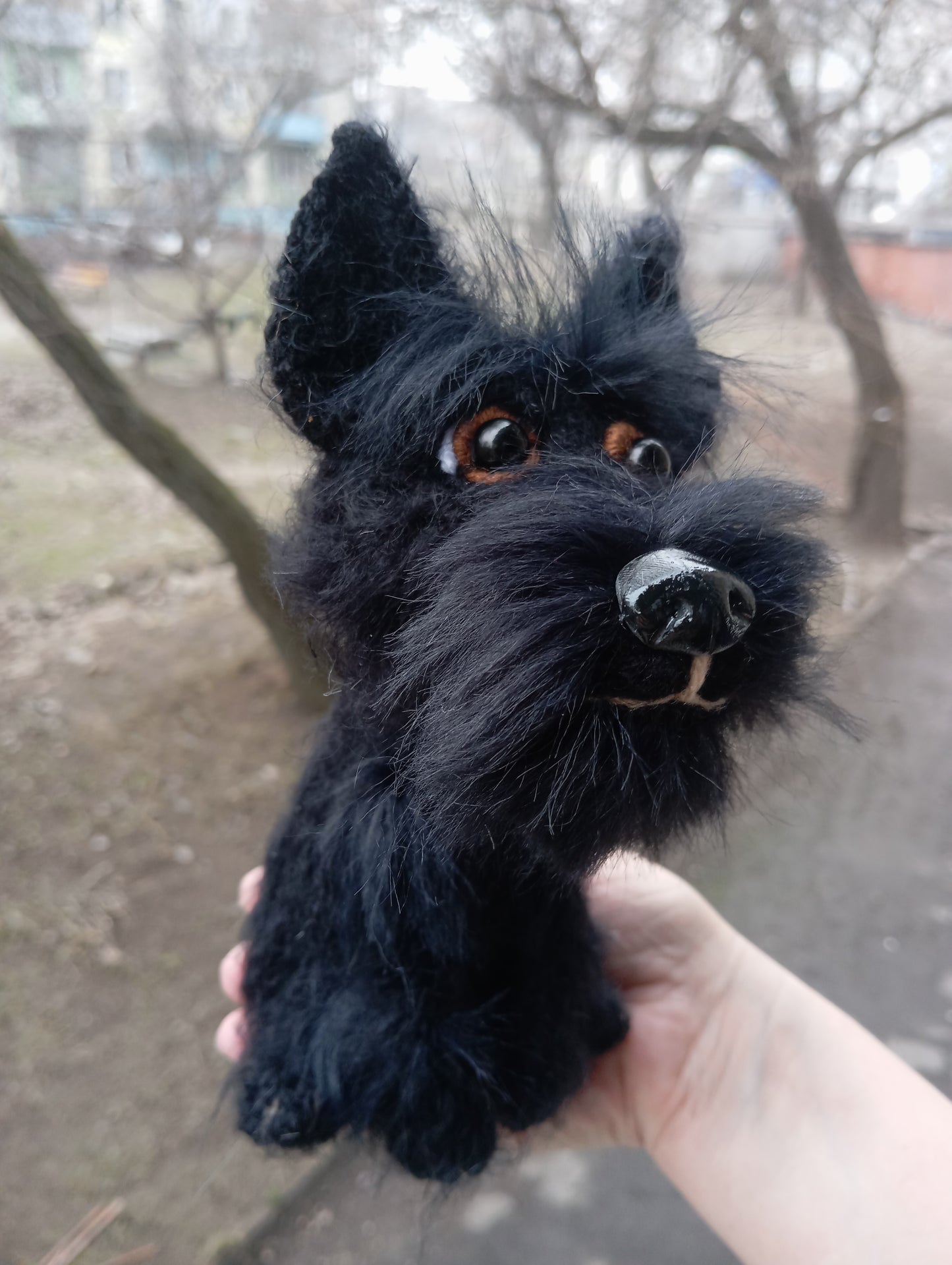 Cute plush dog figurine