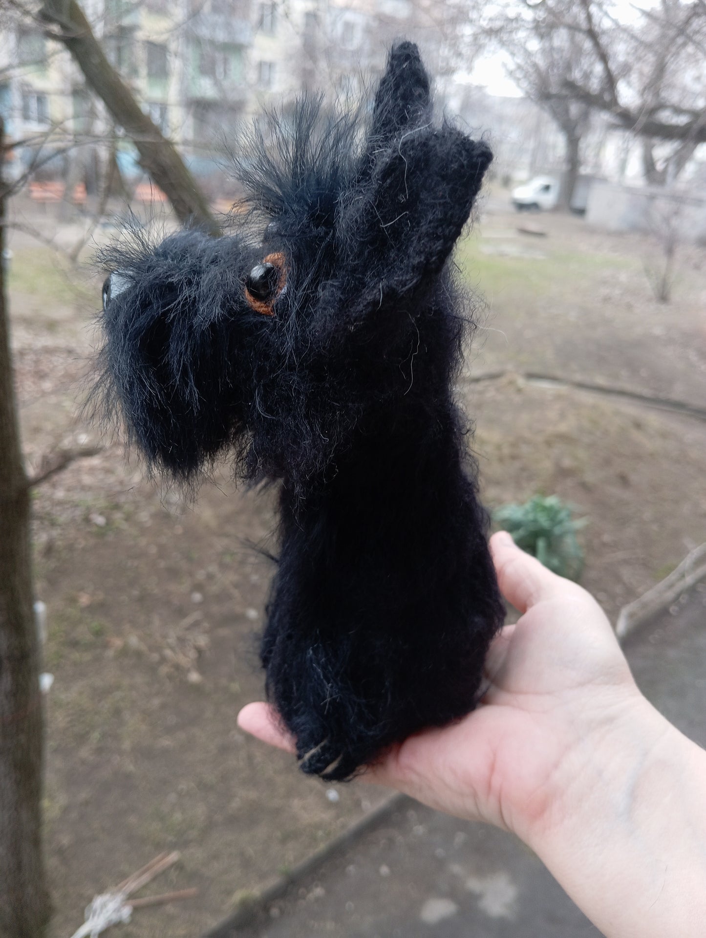 Cute plush dog figurine