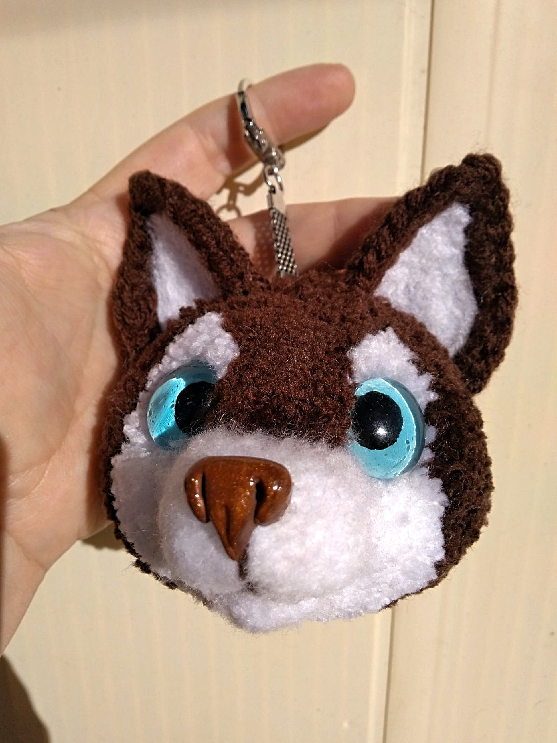 cute husky dog head keyring accessory for backpack