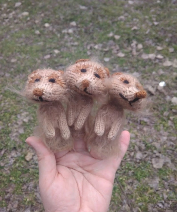 Crochet Set of plush Meerkats Finger puppets: Montessori Interactive Toy