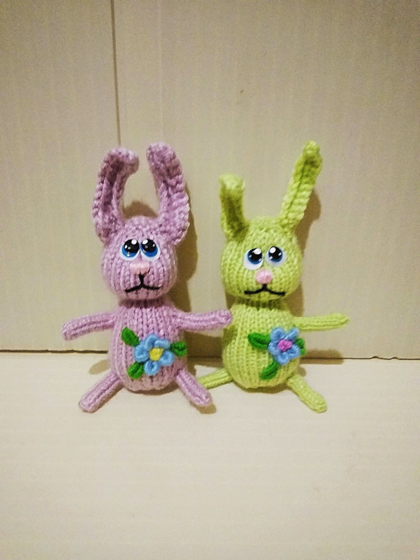 Set of Knitted Decorative Rabbits