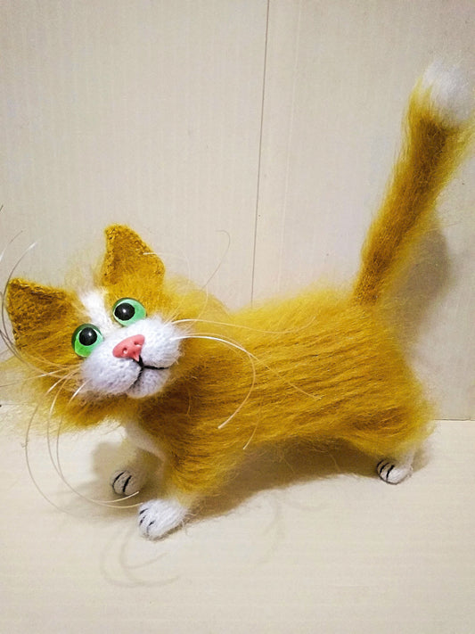 Large decorative handmade ginger cat plush