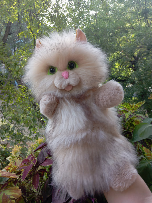 Beige cat hand puppet