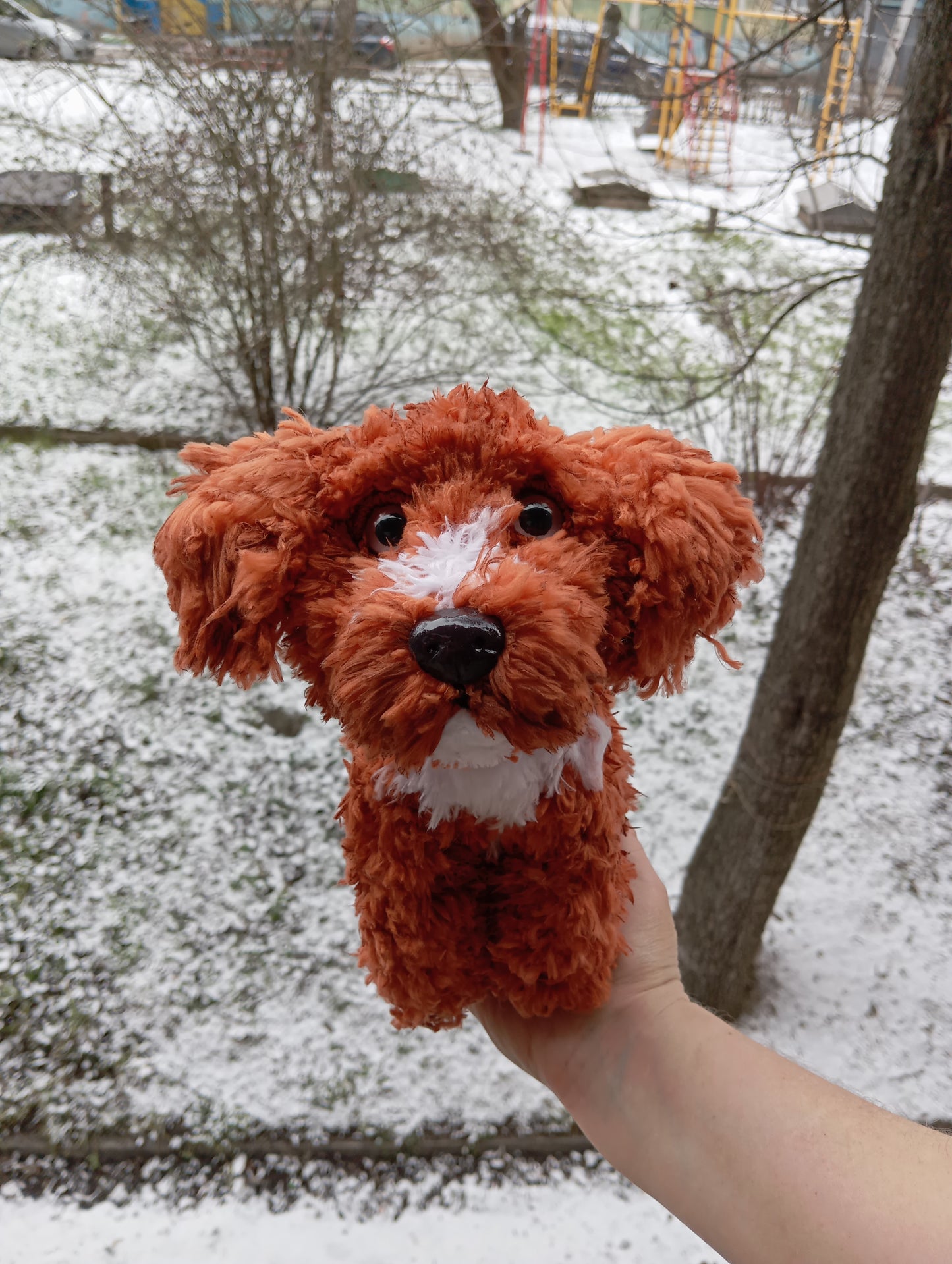 Plush Knitted Dog Figurine, custom order