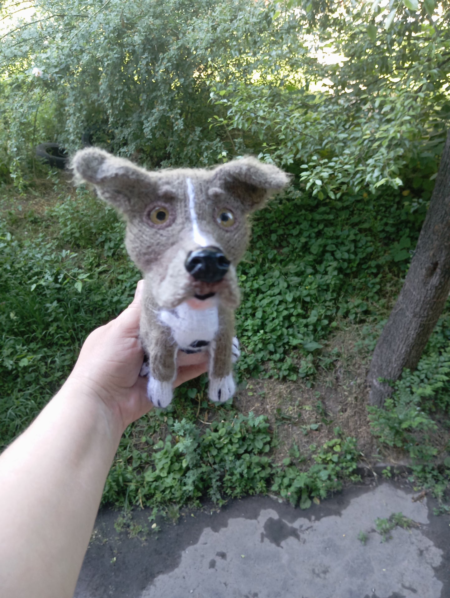 Knitted plush Dog Figurine, custom order