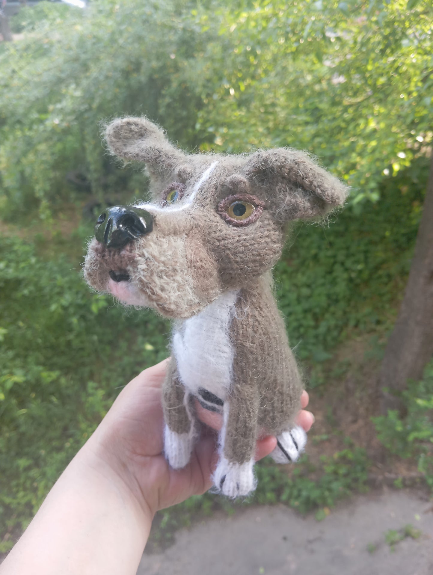 Knitted plush Dog Figurine, custom order