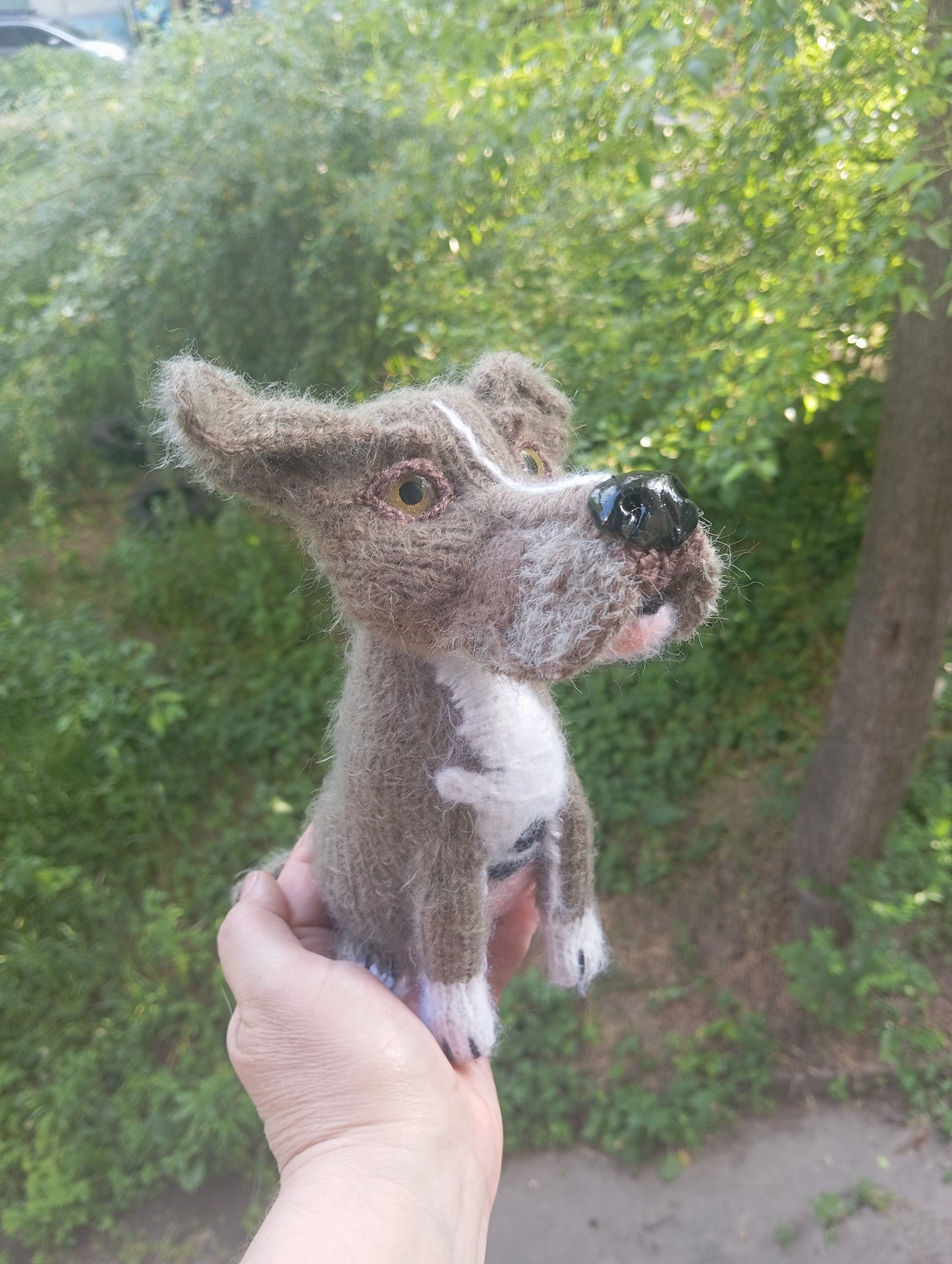 Knitted plush Dog Figurine, custom order